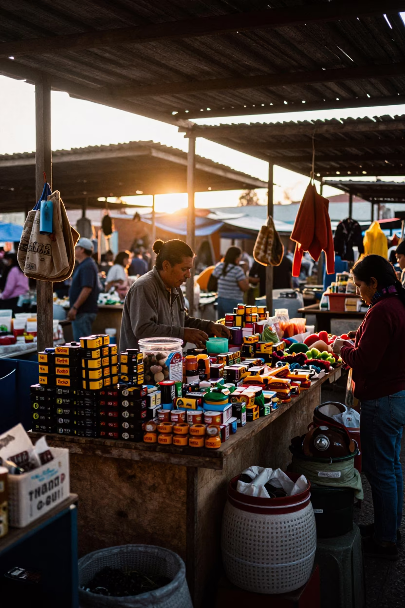 Market Stall in Oaxaca at First Light Of Dawn in in Oaxaca, Mexico
