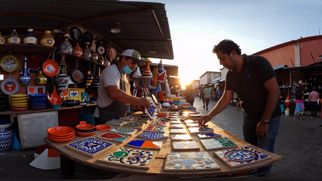 Market Stall in Oaxaca at Golden Hour in in Oaxaca, Mexico