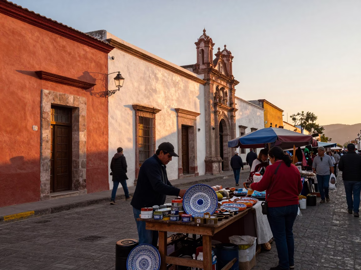Market Stall in Oaxaca at Sunset Light in in Oaxaca, Mexico