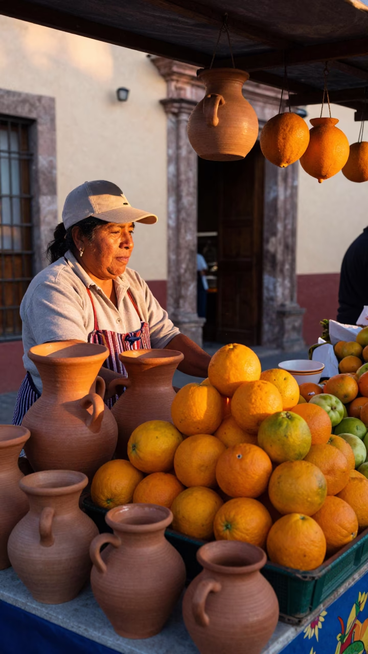 Market Stall in Oaxaca at The Early Evening Light in in Oaxaca, Mexico