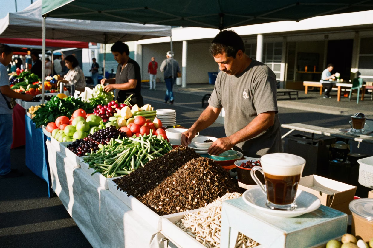 Market Stall in Perth at The Late Morning Light in in Perth, Western Australia, Australia