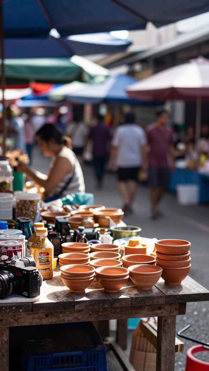 Market Stall in Phuket at Bright Midmorning Light in in Phuket, Thailand