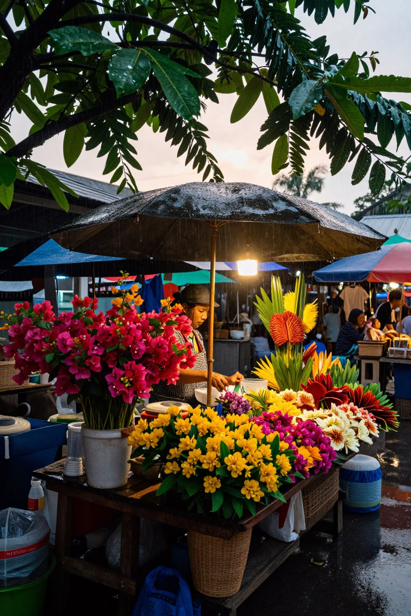 Market Stall in Phuket at First Light in in Phuket, Thailand