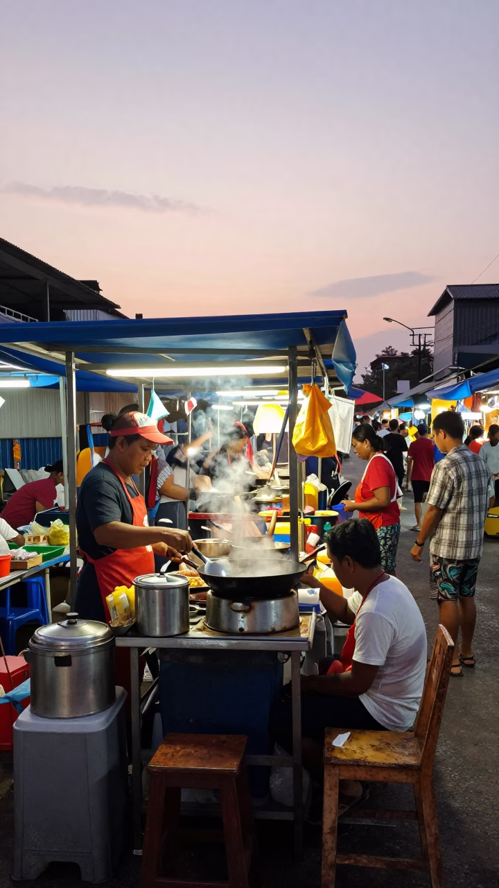 Market Stall in Phuket at Nautical Dawn Light in in Phuket, Thailand