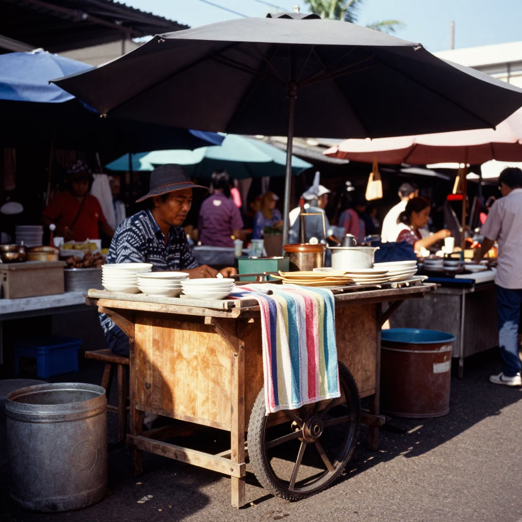 Market Stall in Phuket at Noon Light in in Phuket, Thailand