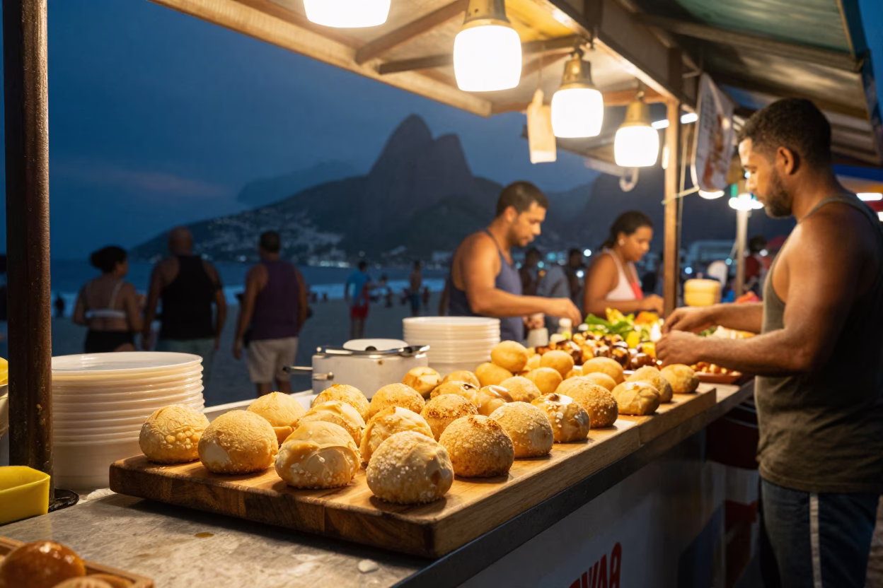 Market Stall in Rio De Janeiro at Deep In The Night Light in in Rio de Janeiro, Brazil