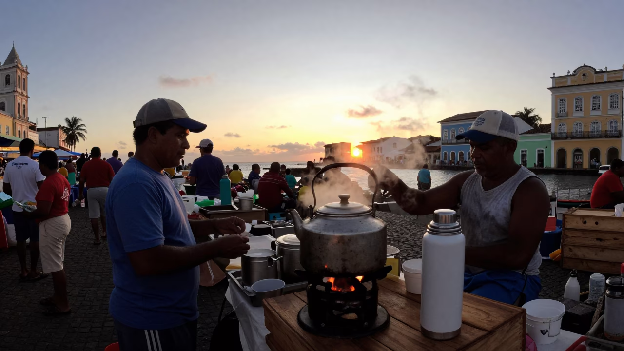 Market Stall in Salvador at Nautical Dawn Light in in Salvador, Brazil