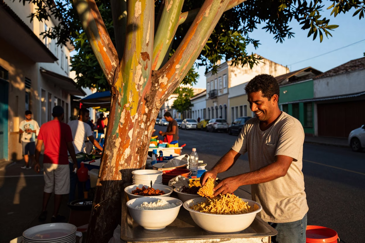 Market Stall in Salvador at Sunset Light in in Salvador, Brazil