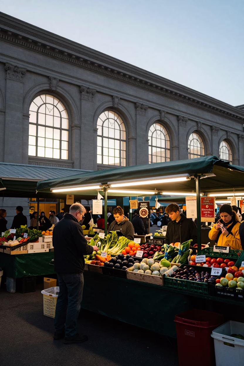 Market Stall in San Francisco at Nautical Dawn Light in in San Francisco, California, United States