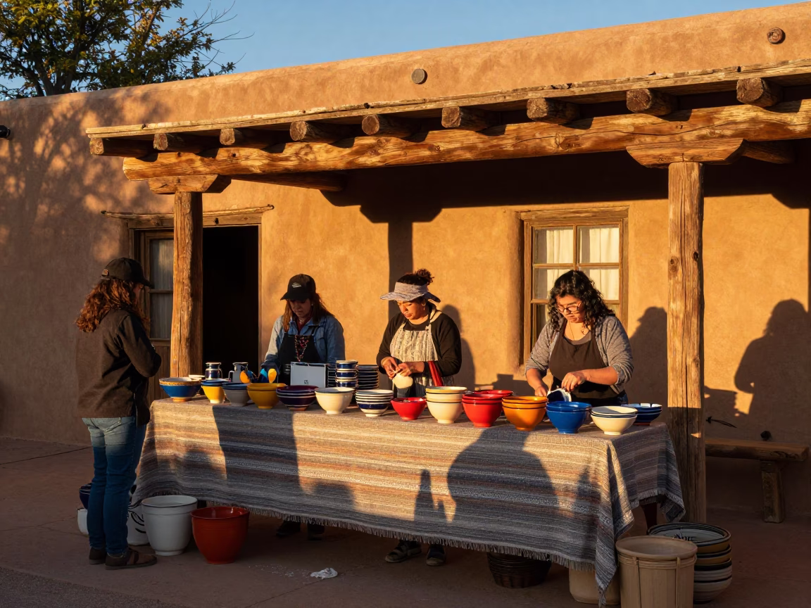 Market Stall in Santa Fe at Honeyed Evening Light in in Santa Fe, New Mexico, United States