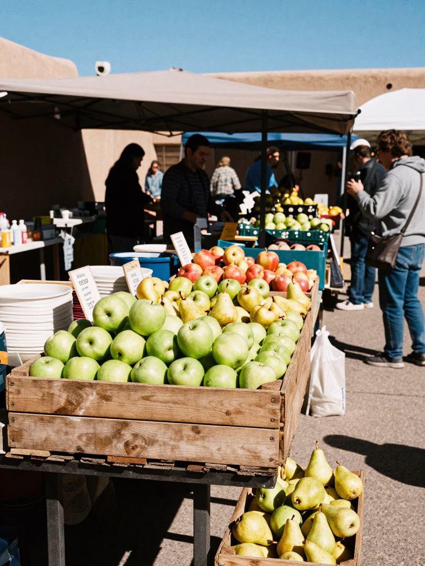 Market Stall in Santa Fe at The Flat Glare Of Noon Light in in Santa Fe, New Mexico, United States