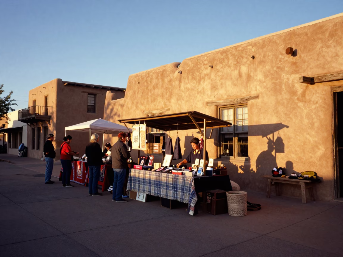 Market Stall in Santa Fe at The Late Afternoon Light in in Santa Fe, New Mexico, United States