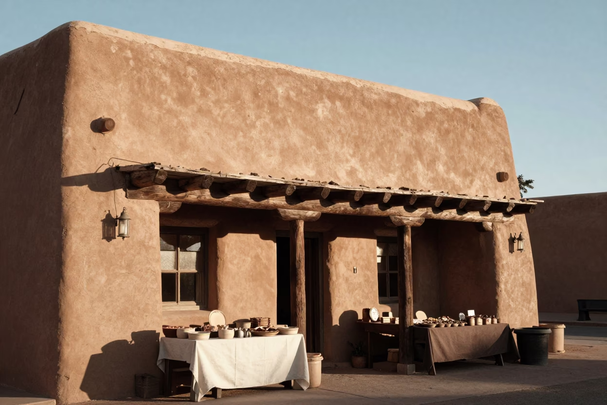 Market Stall in Santa Fe at The Late Morning Light in in Santa Fe, New Mexico, United States