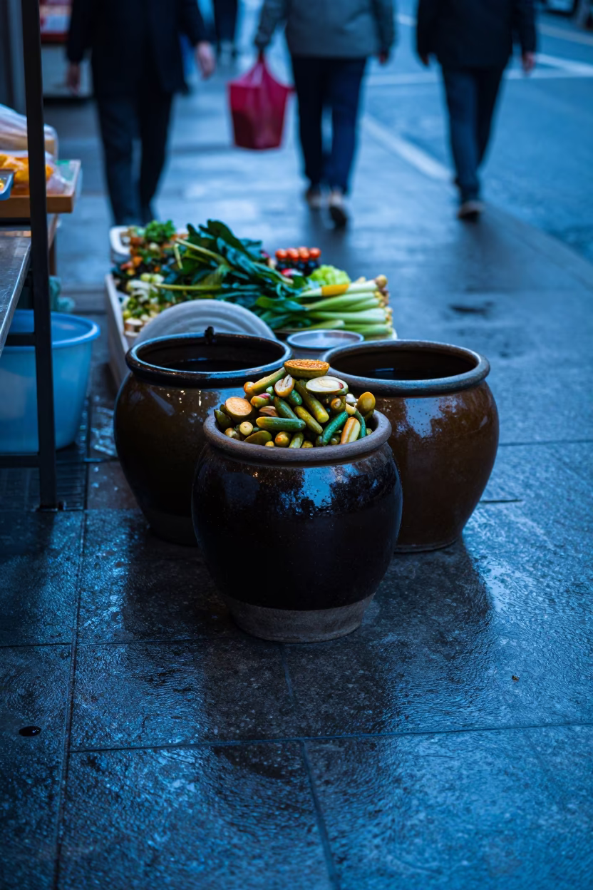 Market Stall in Shanghai at Sunrise Light in in Shanghai, China