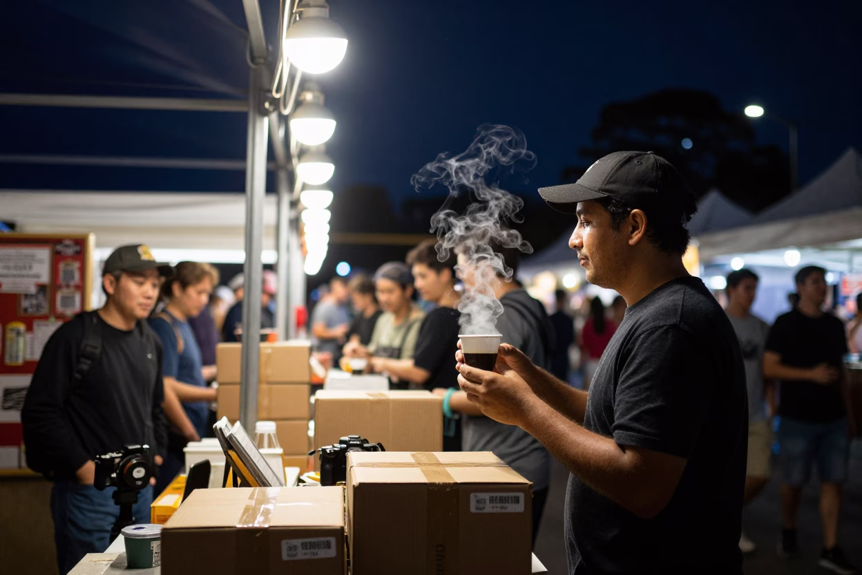 Market Stall in Sydney at The Deepest Night Sky Light in in Sydney, New South Wales, Australia