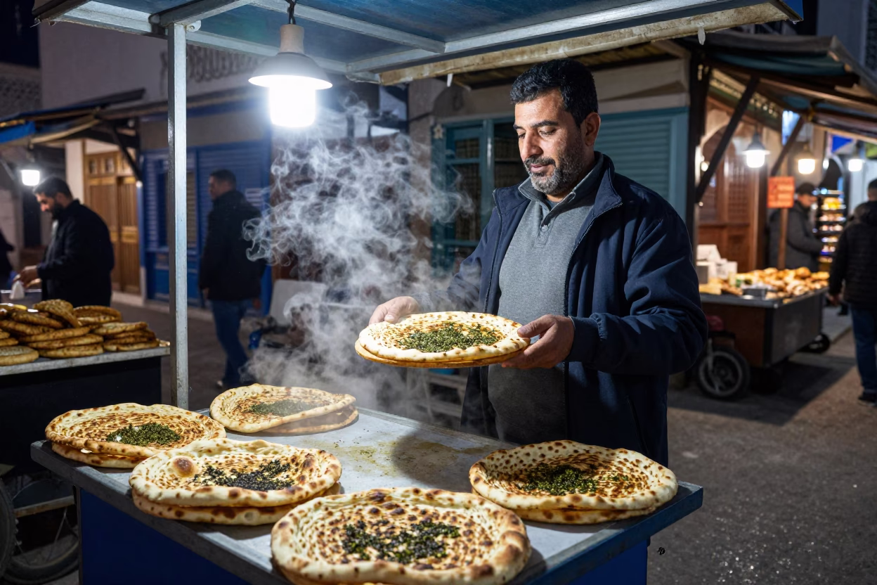 Market Stall in Tunis at Deep In The Night Light in in Tunis, Tunisia