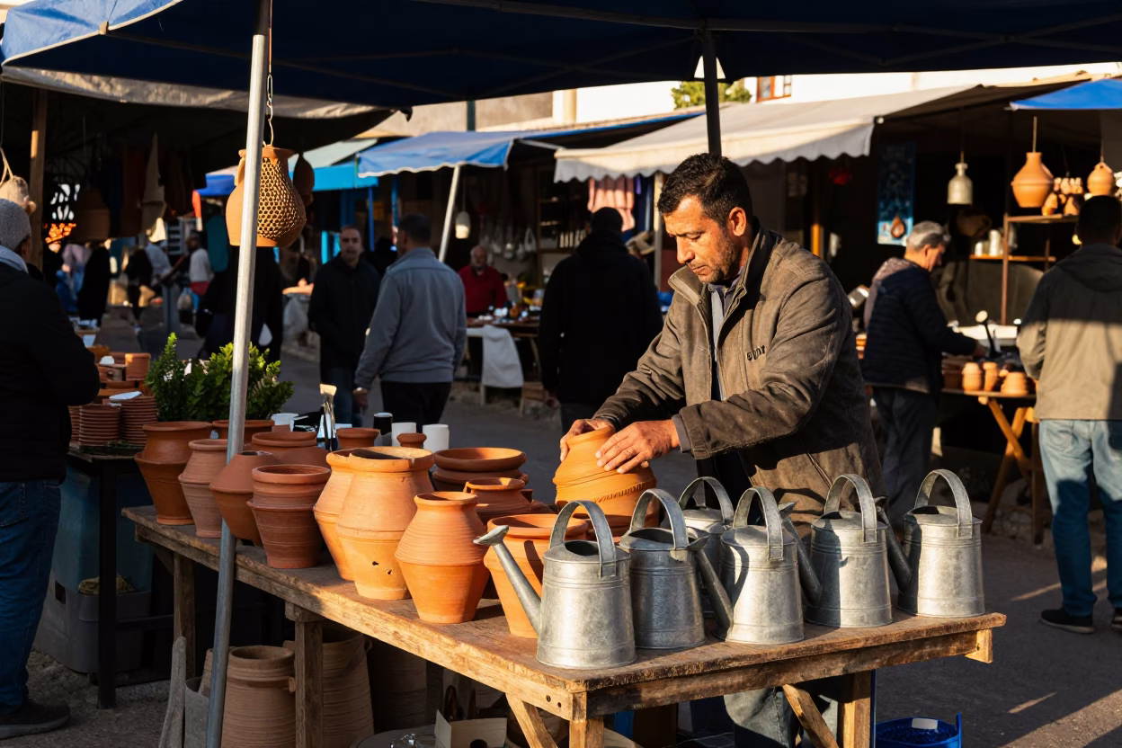 Market Stall in Tunis at The Late Afternoon Light in in Tunis, Tunisia