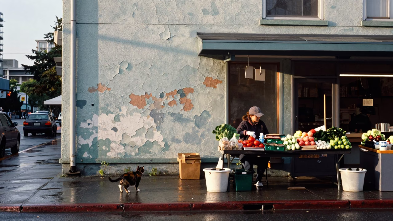 Market Stall in Vancouver in in Vancouver, British Columbia, Canada