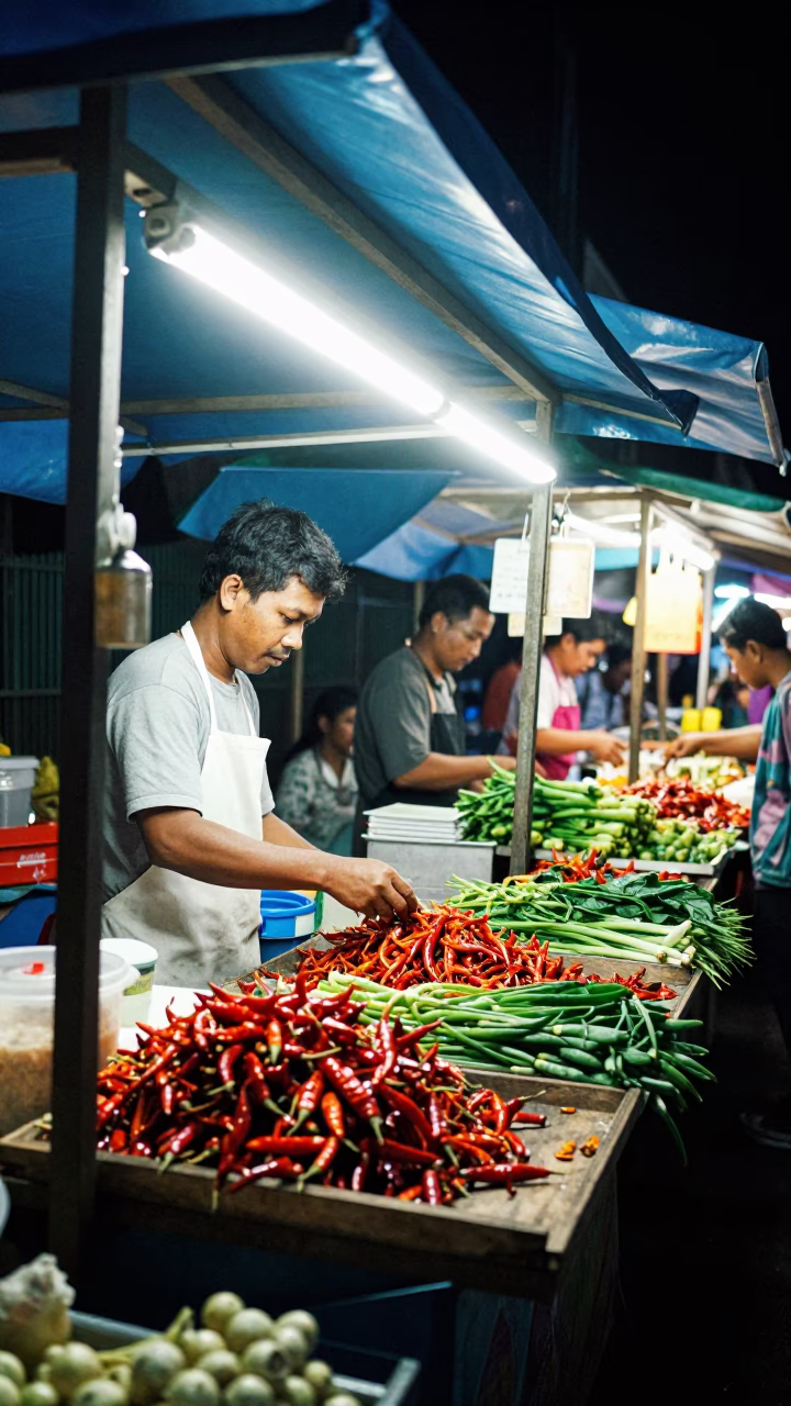 Market Stall in Yogyakarta at Deep In The Night Light in in Yogyakarta, Indonesia