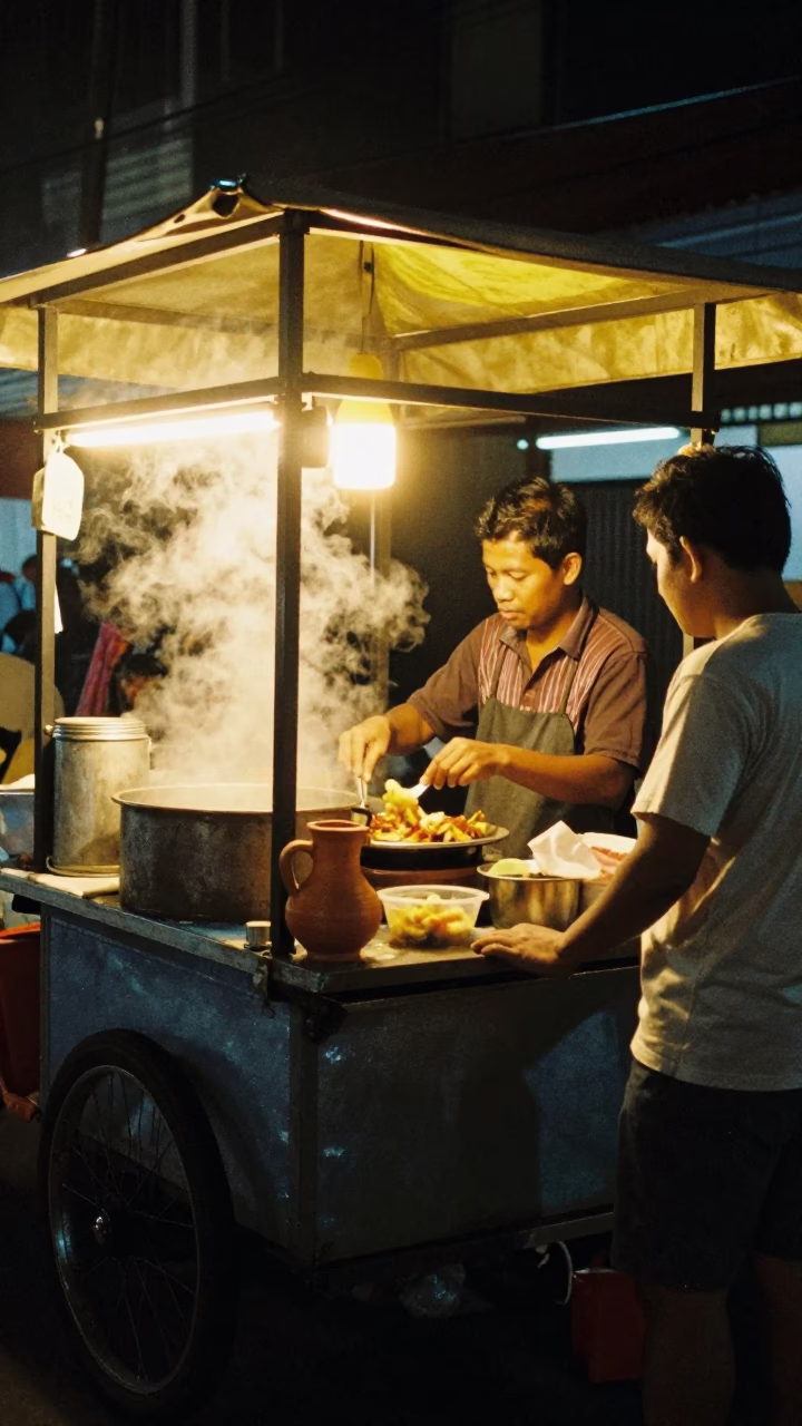Market Stall in Yogyakarta at Late At Night Light in in Yogyakarta, Indonesia