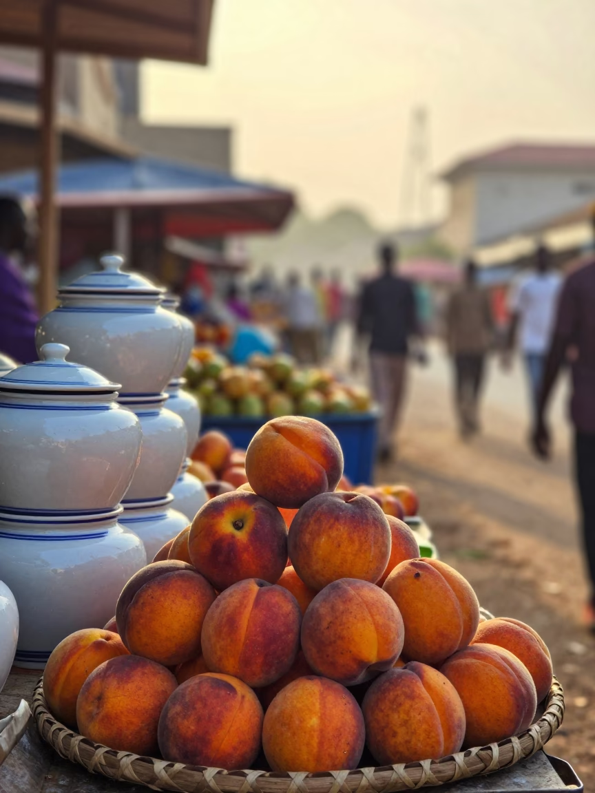 Market Stall just after sunrise in Accra in in Accra, Ghana