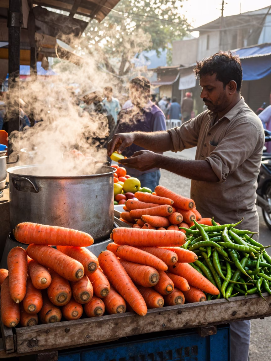 Market Stall just after sunrise in Delhi in in Delhi, India
