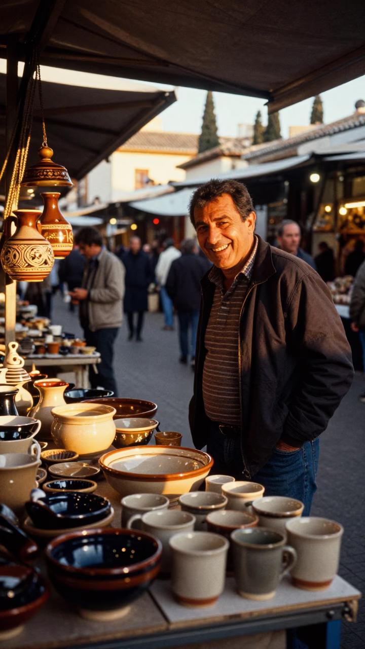 Market Stall just after sunrise in Granada in in Granada, Spain