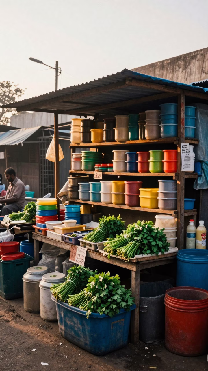 Market Stall just after sunrise in Hyderabad in in Hyderabad, India