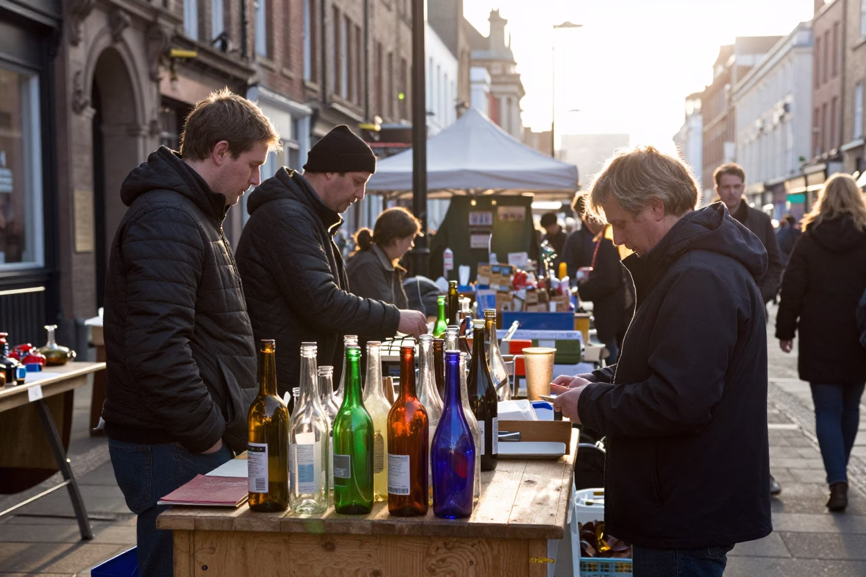 Market Stall just after sunrise in Liverpool in in Liverpool, United Kingdom