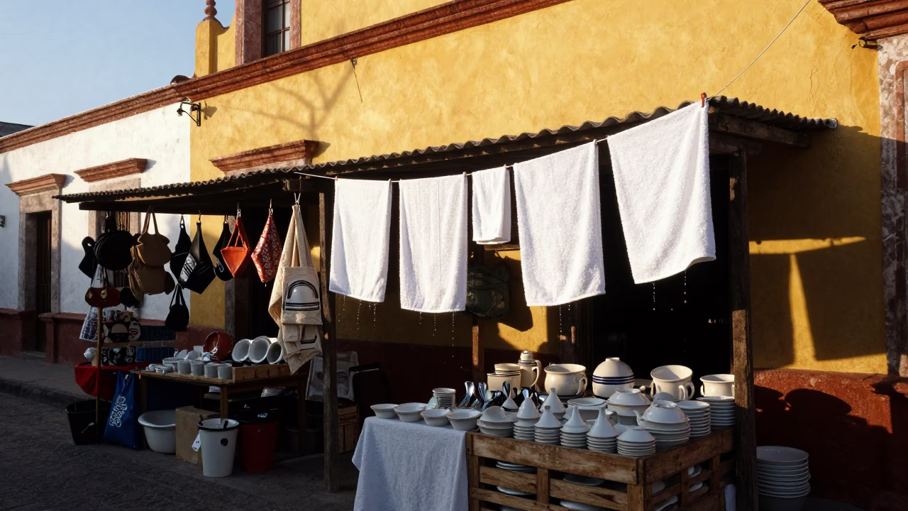 Market Stall just after sunrise in Merida in in Merida, Mexico