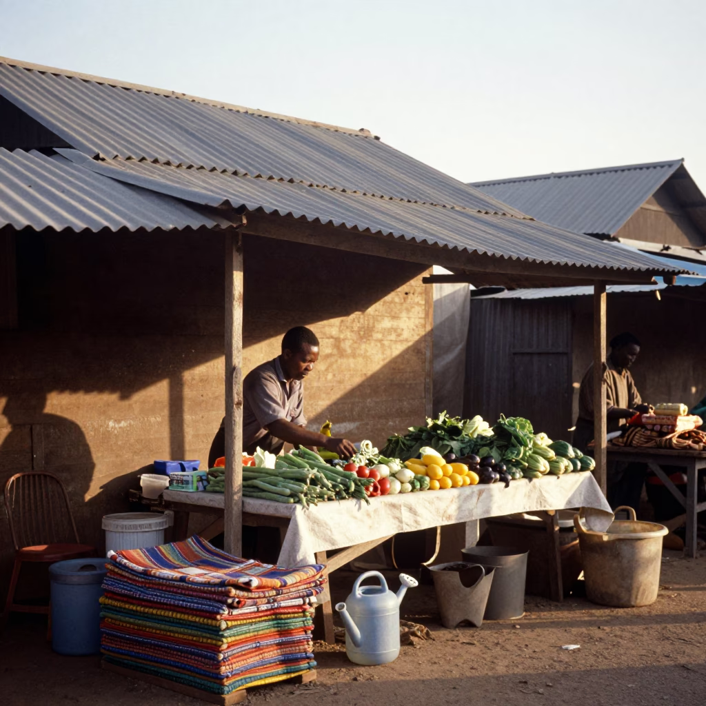 Market Stall just after sunrise in Nairobi in in Nairobi, Kenya