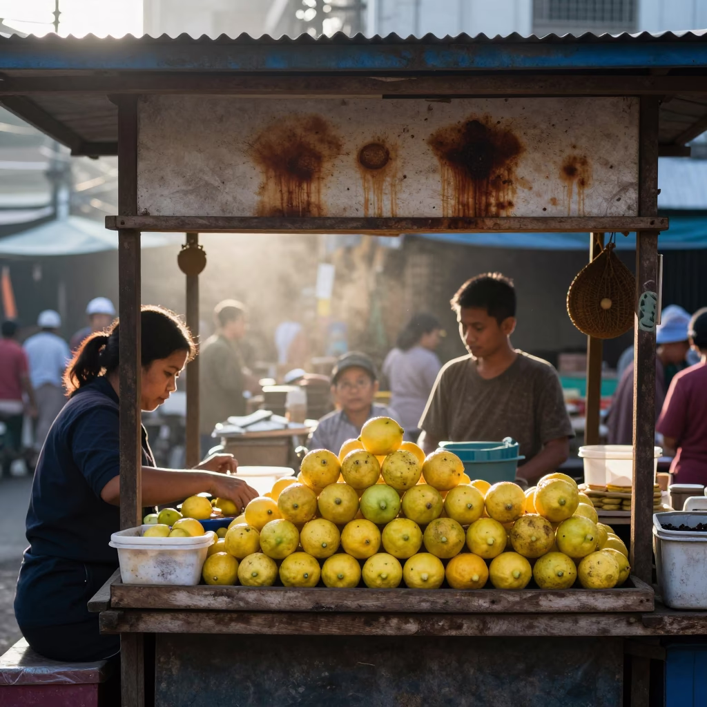 Market Stall just after sunrise in Surabaya in in Surabaya, Indonesia