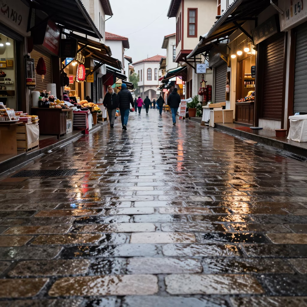 Market Street in Izmir at First Light in in Izmir, Turkey