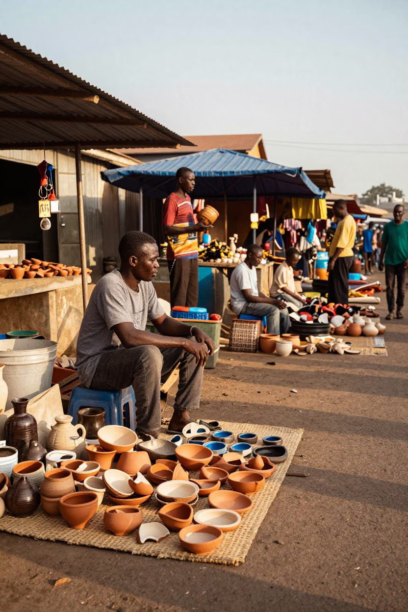 Market Vendor at The Early Afternoon Light in Accra in in Accra, Ghana