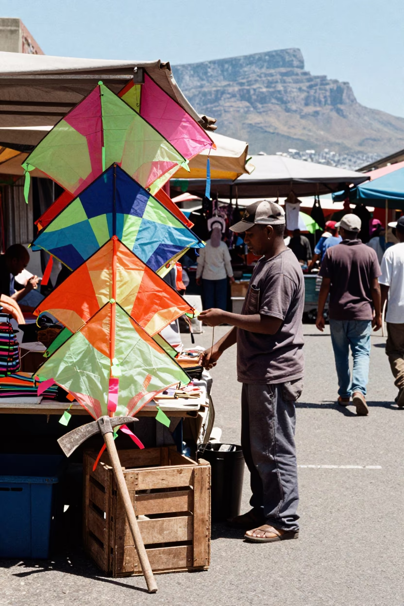 Market Vendor in Cape Town at Midday Light in in Cape Town, South Africa