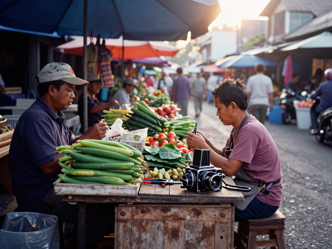 Market Vendor in Denpasar in in Denpasar, Indonesia