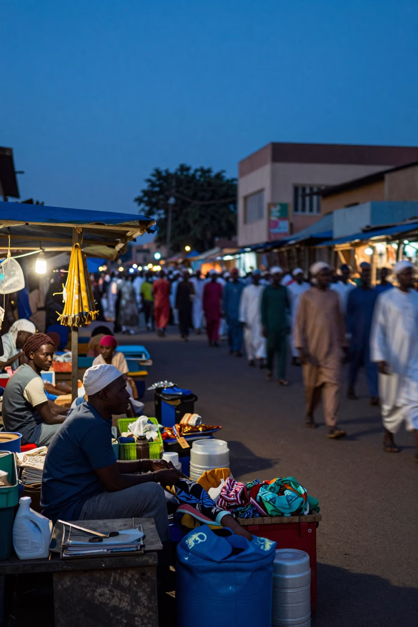 Market Vendor in Nairobi at Blue Hour in in Nairobi, Kenya