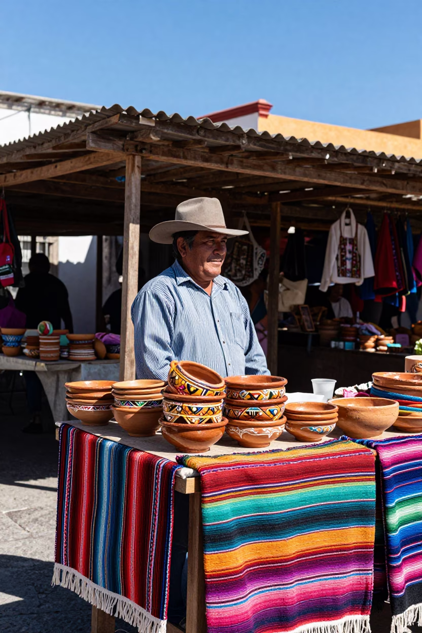 Market Vendor in Oaxaca at Bright Midmorning Light in in Oaxaca, Mexico
