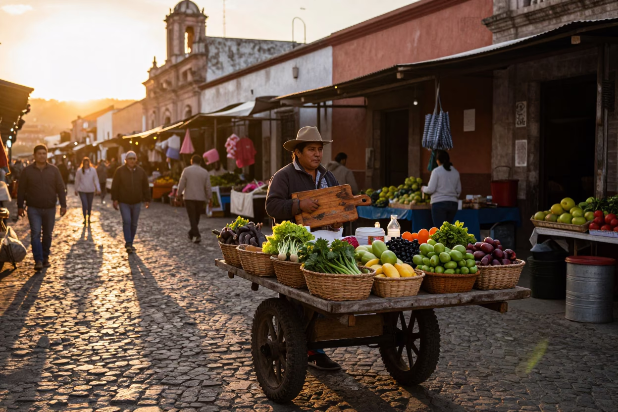 Market Vendor in Oaxaca at Golden Hour in in Oaxaca, Mexico