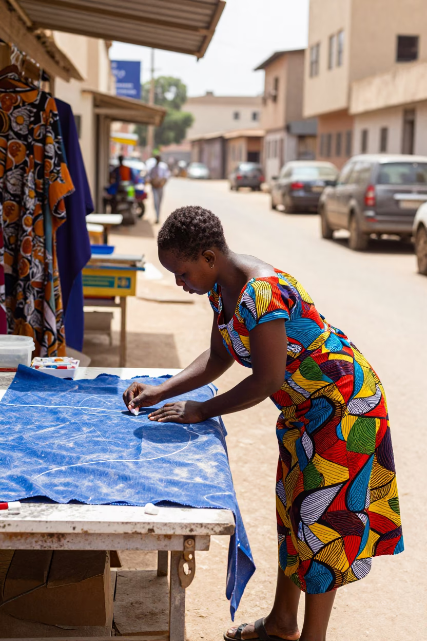 Marking Fabric in Dakar in in Dakar, Senegal