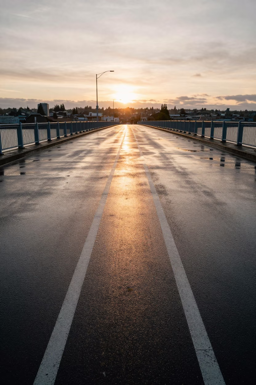 Markings Shining at Golden Hour in Seattle in in Seattle, Washington, United States