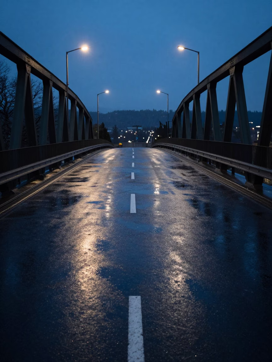 Markings Shining at Indigo Twilight After Sunset in Portland in in Portland, Oregon, United States