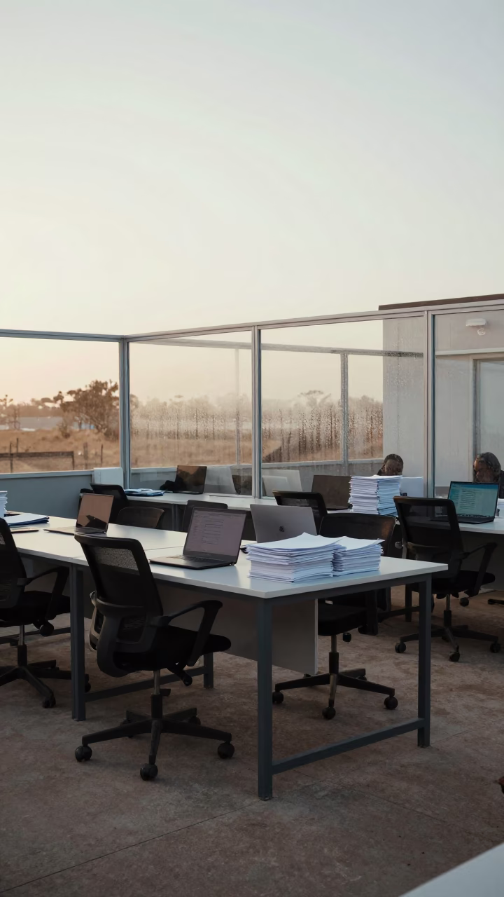 Maroua training lab at dawn with laptops in inside a coworking floor in Maroua