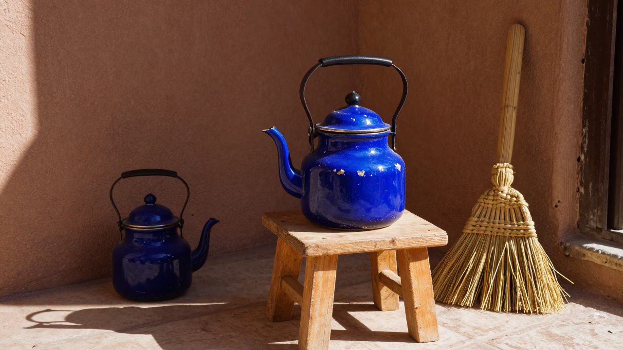 Marrakech Enamel Tea Kettle in in Marrakech, Morocco