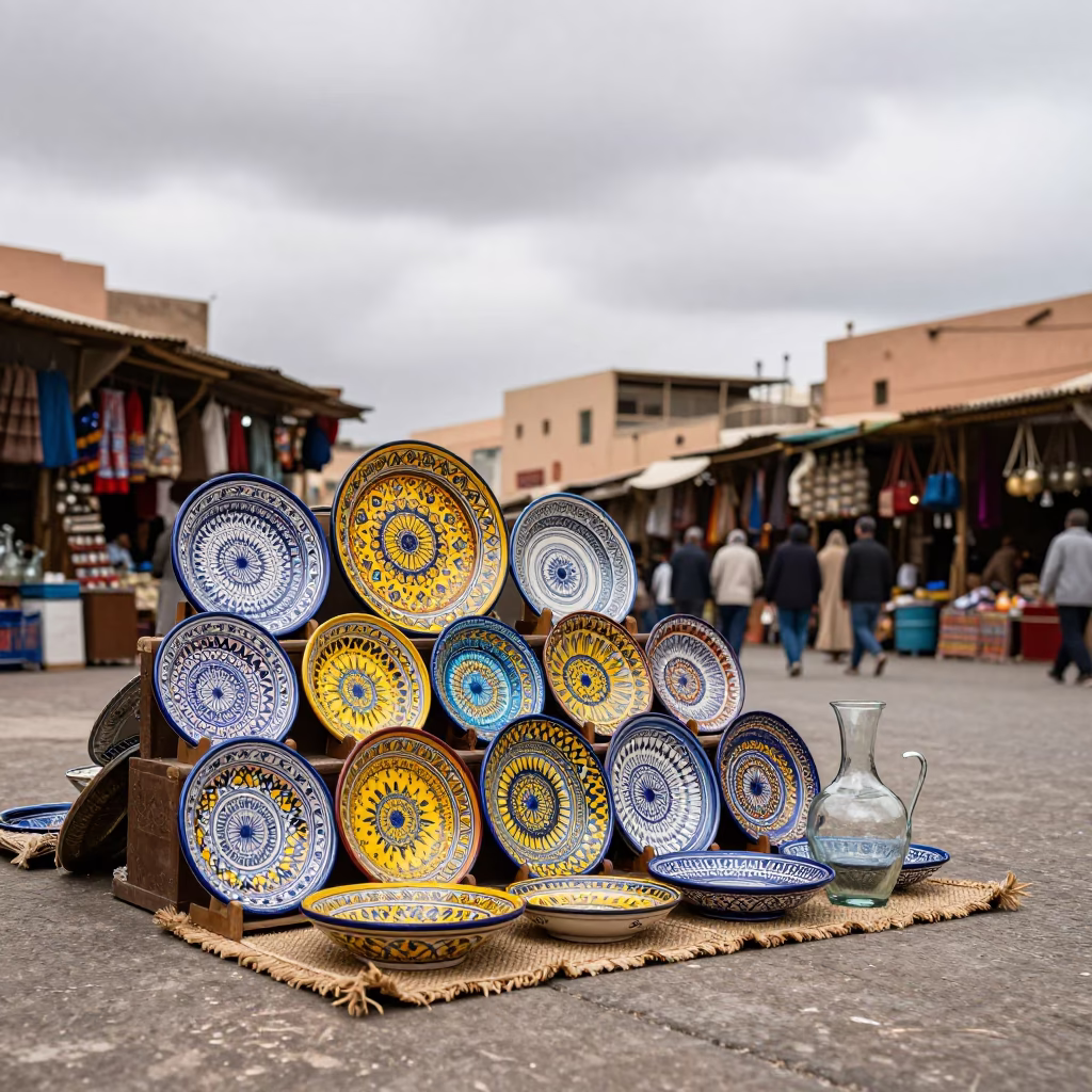 Marrakech Glass Carafes at Midday Light in in Marrakech, Morocco