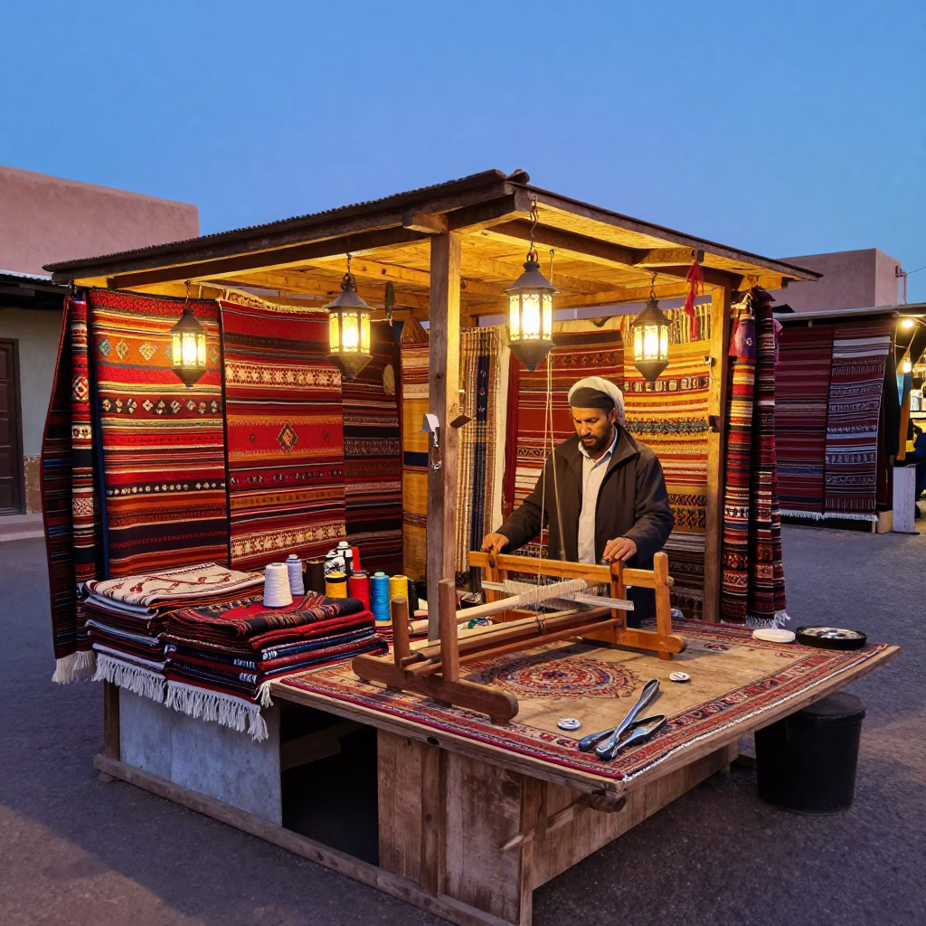 Marrakech Souk Stall at Blue Hour in in Marrakech, Morocco