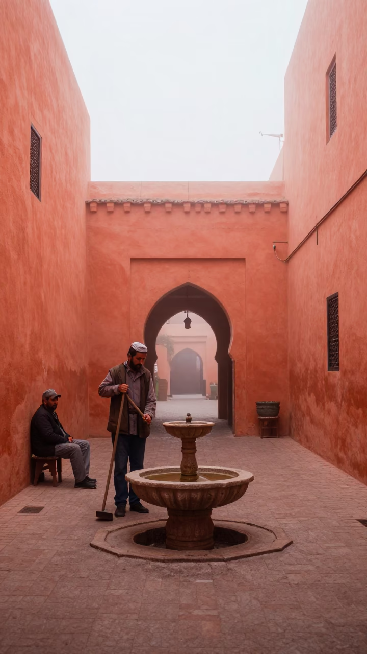 Marrakech Vendor at Dawn Light in in Marrakech, Morocco