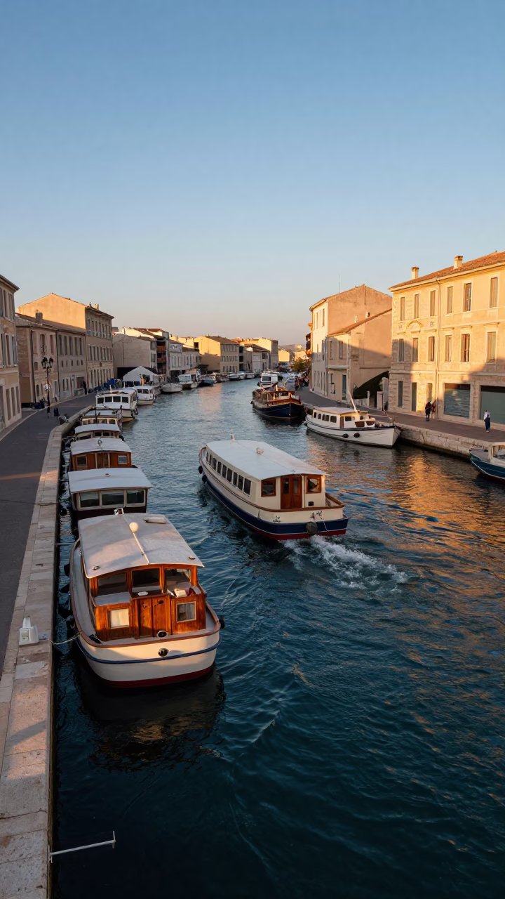 Marseille Canal Scene at The Early Evening Light in in Marseille, France