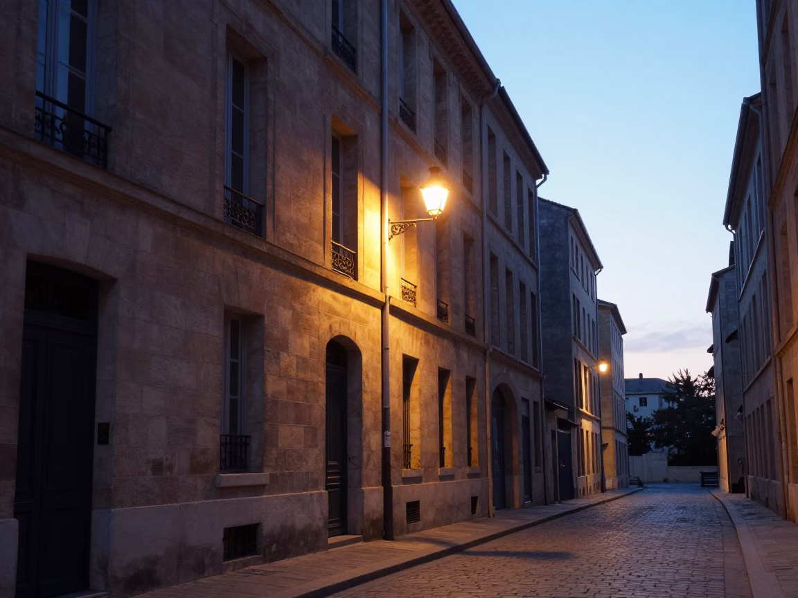 Marseille Dawn Light on Old Building Facade and Street Corner in in Marseille, France