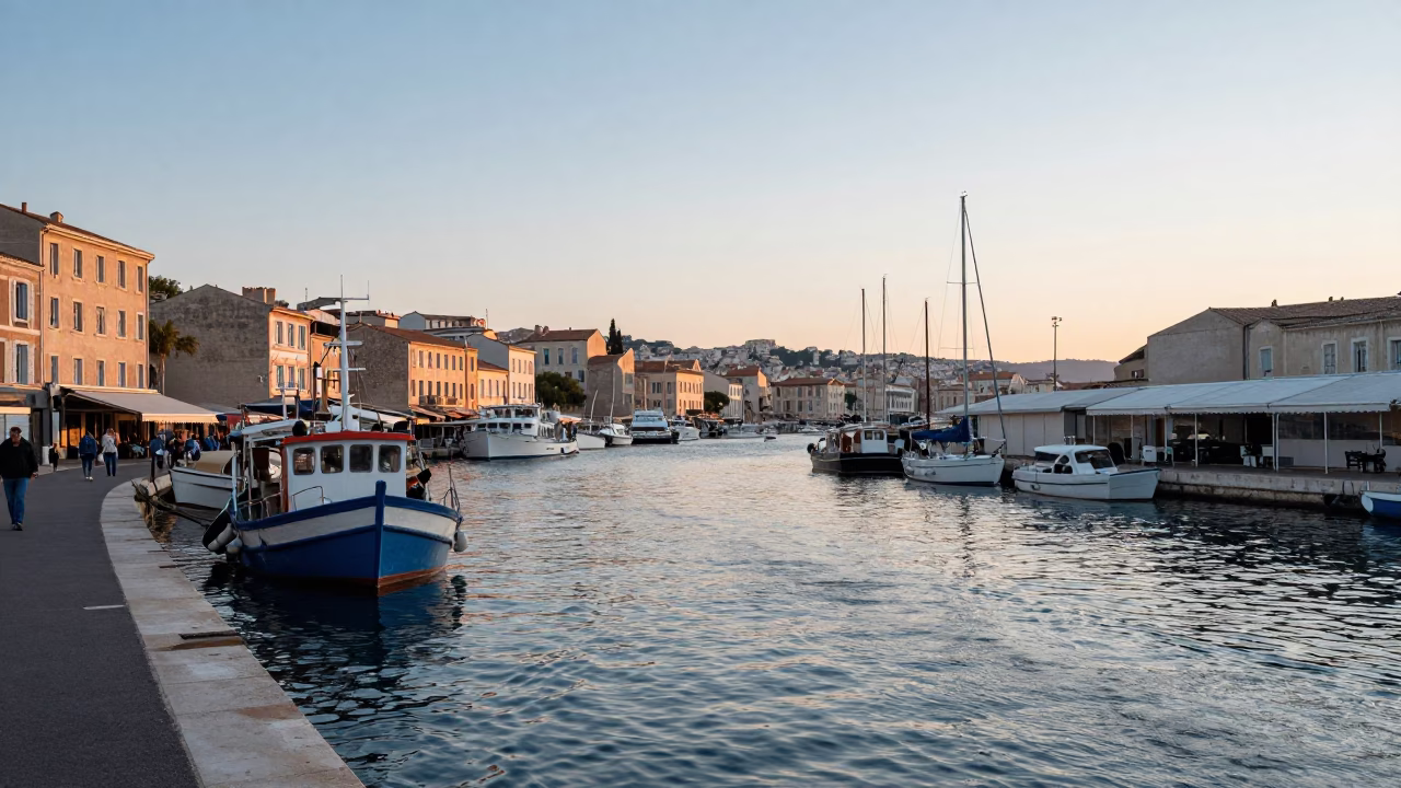 Marseille France Nautical Dawn Fish Market Sardines Barge Canal Street Photography in in Marseille, France